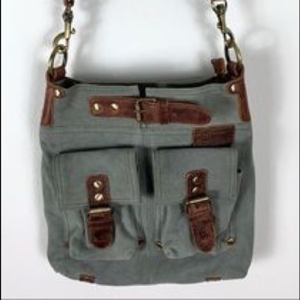 Mo&Co Suede Leather Utility Style Crossbody Bag